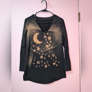 Hand Painted Bleach Art Long Sleeve Shirt